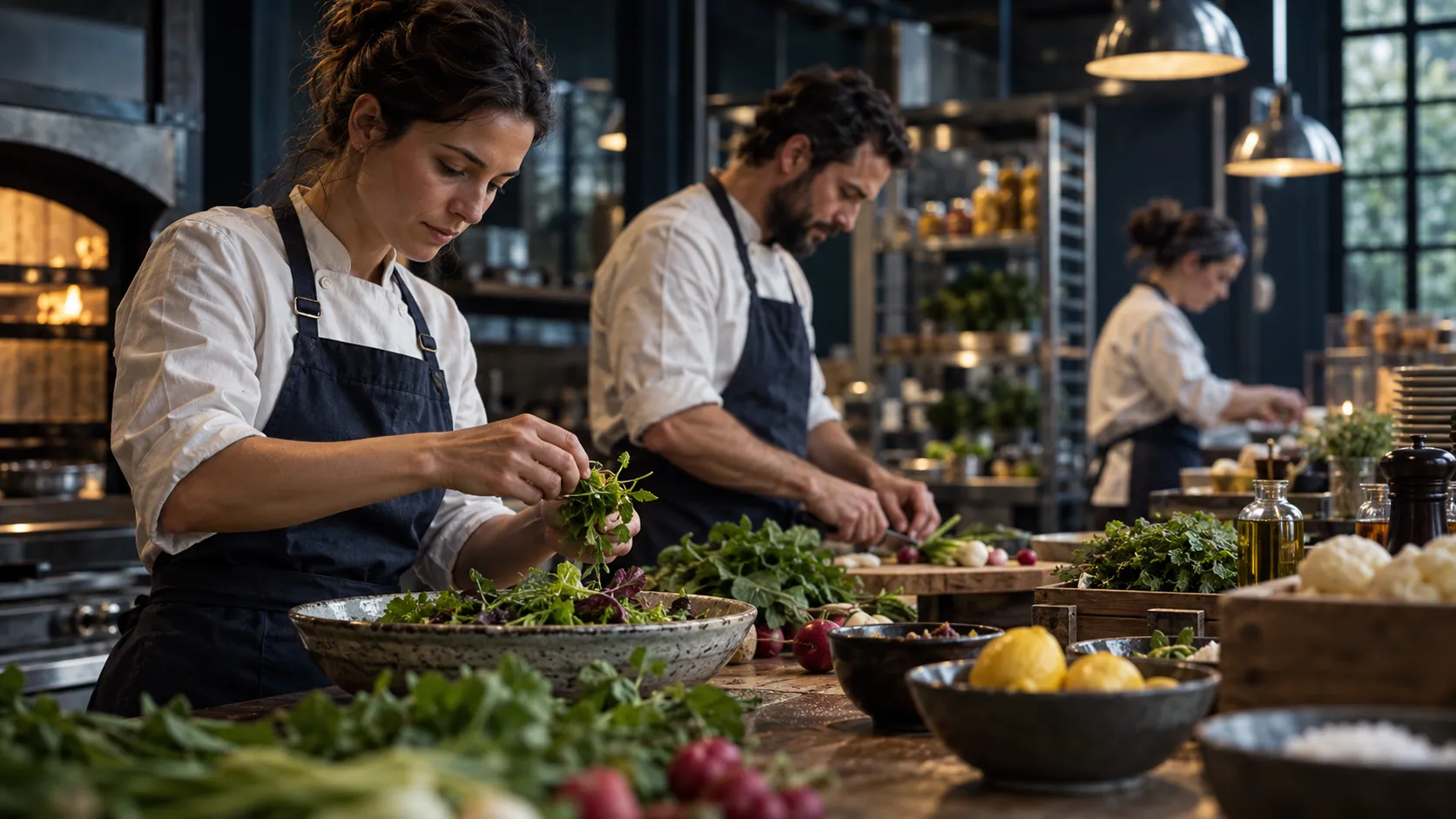 Food producers preparing ingredients; illustrative imagery.